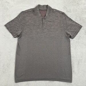 Lululemon Metal Vent Breathe Polo Shirt Mens Medium Gray Blade Collar Perforated